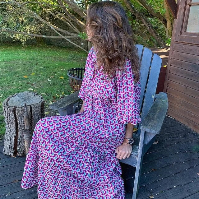 Eva - Luxe Boho Maxi Jurk met Lantaarnmouwen