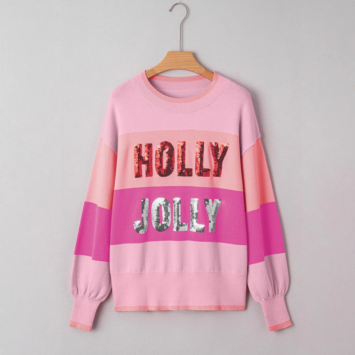 Suéter casual feminino com letras soltas, camisa de malha brilhante, versátil, confortável, estilo coreano, manga comprida, gola redonda