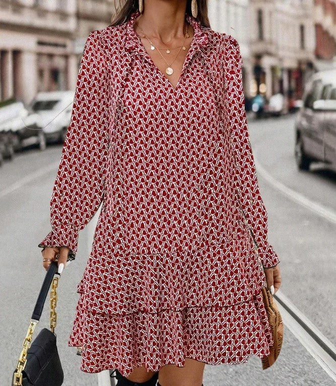 Jeanette | Trendy Jurk Met Patroon